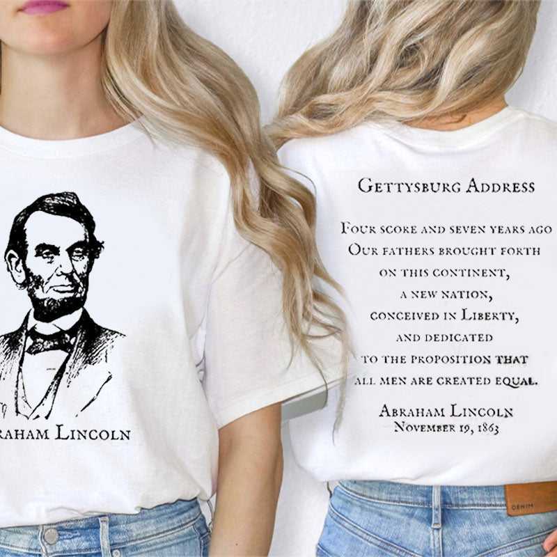 Gettysburg Address History Teacher Two Sided T-Shirt