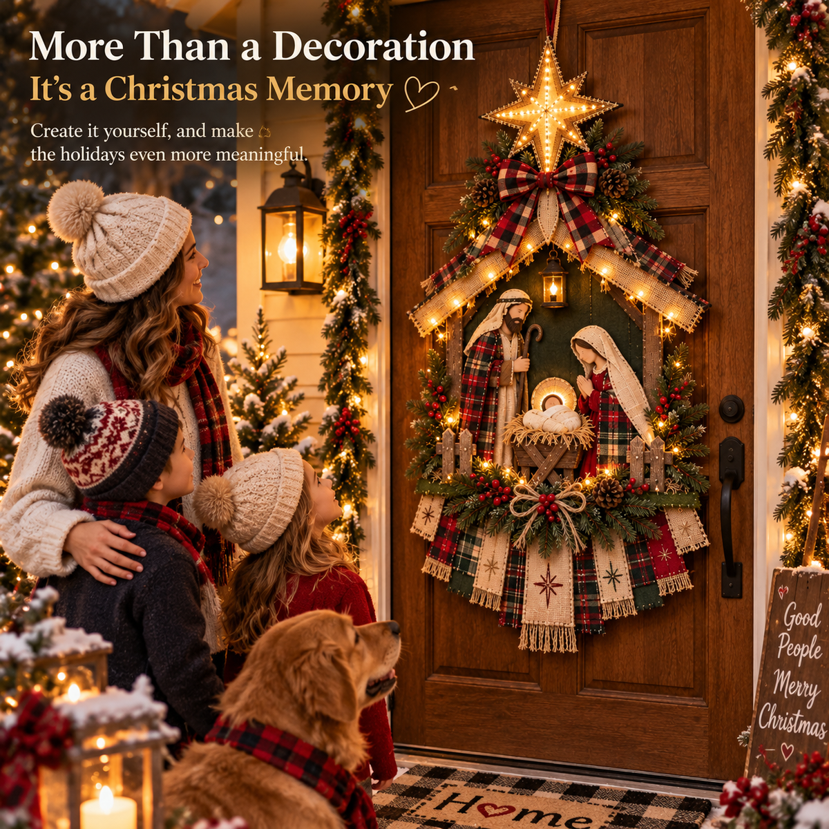 β³ Last Day 50% OFF β DIY Lighted Christmas Nativity Scene Door Hanging Kit π
