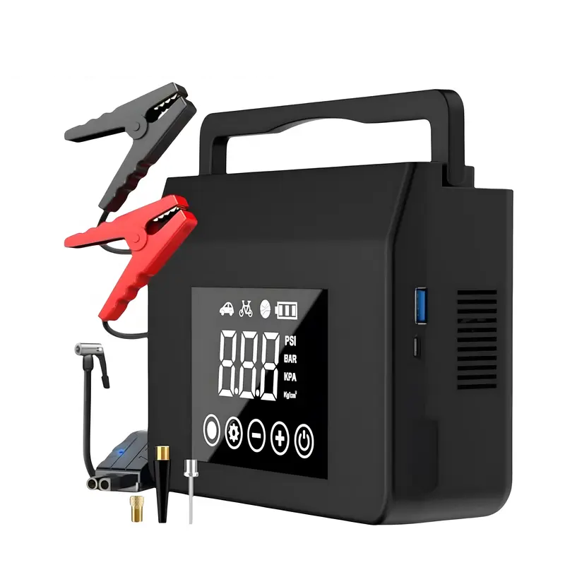 4000A Car Jump Starter with 150PSI Tire Inflator, 15000mAh Portable Power Bank & LED Light, All-in-One Emergency Booster for Cars and Trucks