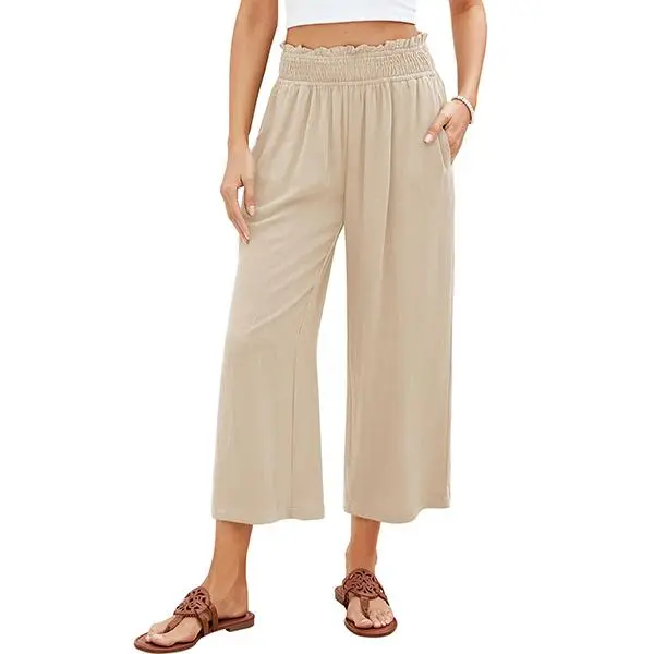 Hose mit hoher Taille und weitem Bein