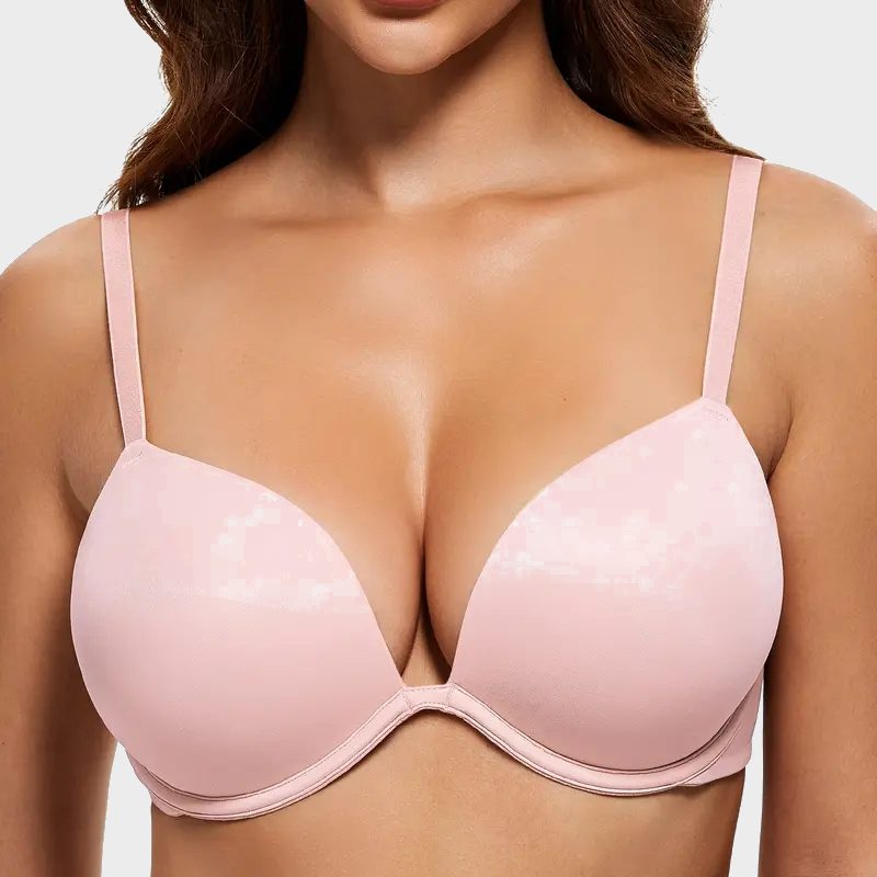 Deep V Push Up Bra Padded Breathable Mesh T Shirt Bra