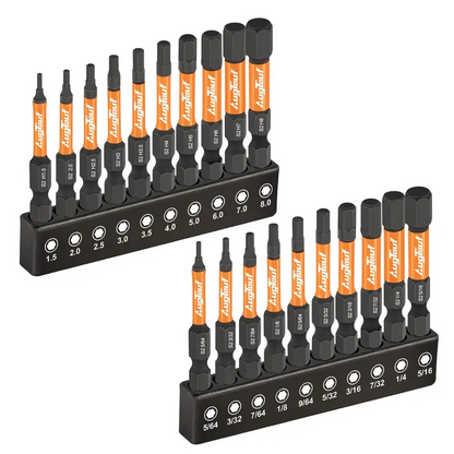 20PCS Impact Hex Bit Set with Magnetic Allen Wrench Bits, S2 Alloy Steel Hardened Hex Driver Bits, 2" Long Reach Drill Bits for Power Tools, Home Improvement, Automotive & DIY Repair