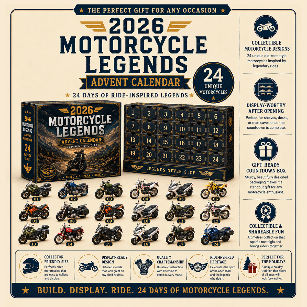 2026 Motorcycle Legends Advent Calendar – 24 Days, 24 Mini Motorcycles, 24 Legendary Rides