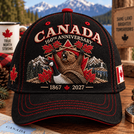 🍁 Canada 160th Anniversary 1867–2027 – Premium Embroidered Heritage Cap (100% Cotton)