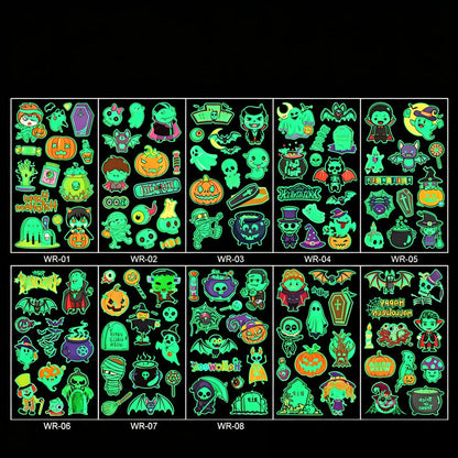 🎃💡 Light Up Your Halloween Look! Glow-in-the-Dark Temporary Tattoos | Waterproof & Fun Party Accessories