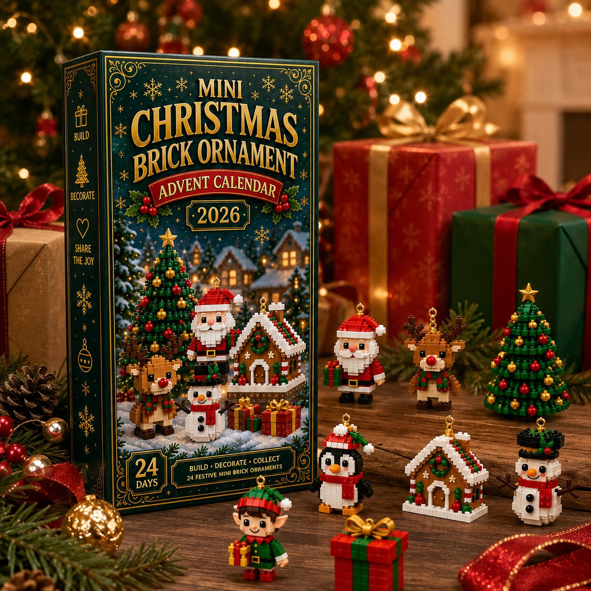 ⏳ Last day to save 49% – 🎄 24-Day Mini Christmas Ornament Advent Calendar | 24 unique festive buildable designs with hanging loops—perfect for decorating Christmas trees, wreaths, and holiday displays 🧱⏳