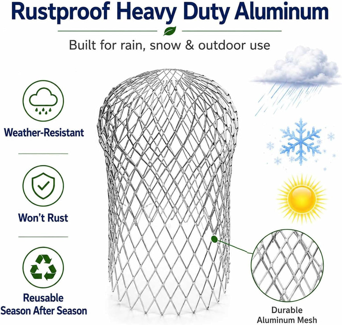 Aluminum Alloy Gutter Guard Filter, Roof Rain Gutter Downspout Strainer, Anti‐Clog Leaf Debris Catcher for Home Drainage System